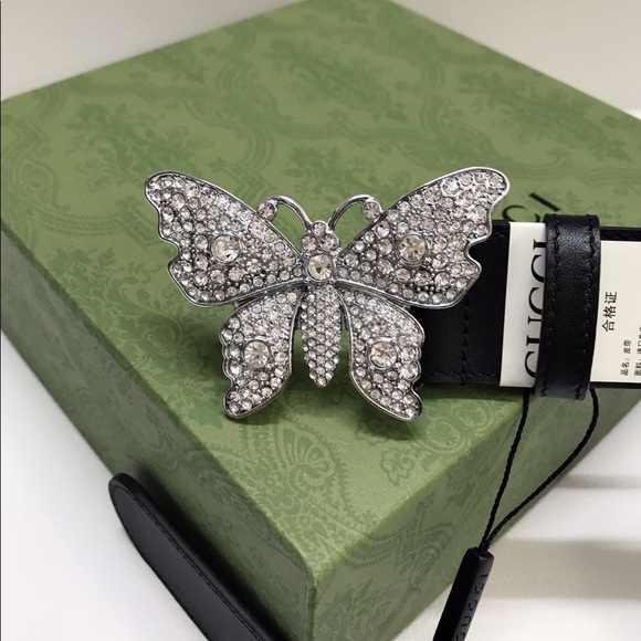 Gucci Butterfly Belt Black Leather - Picture 2 of 10